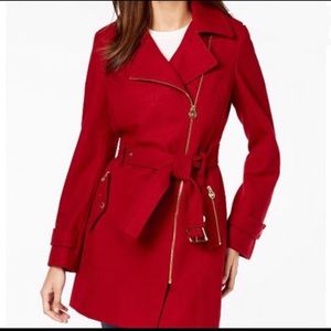 Red michael kors peacoat